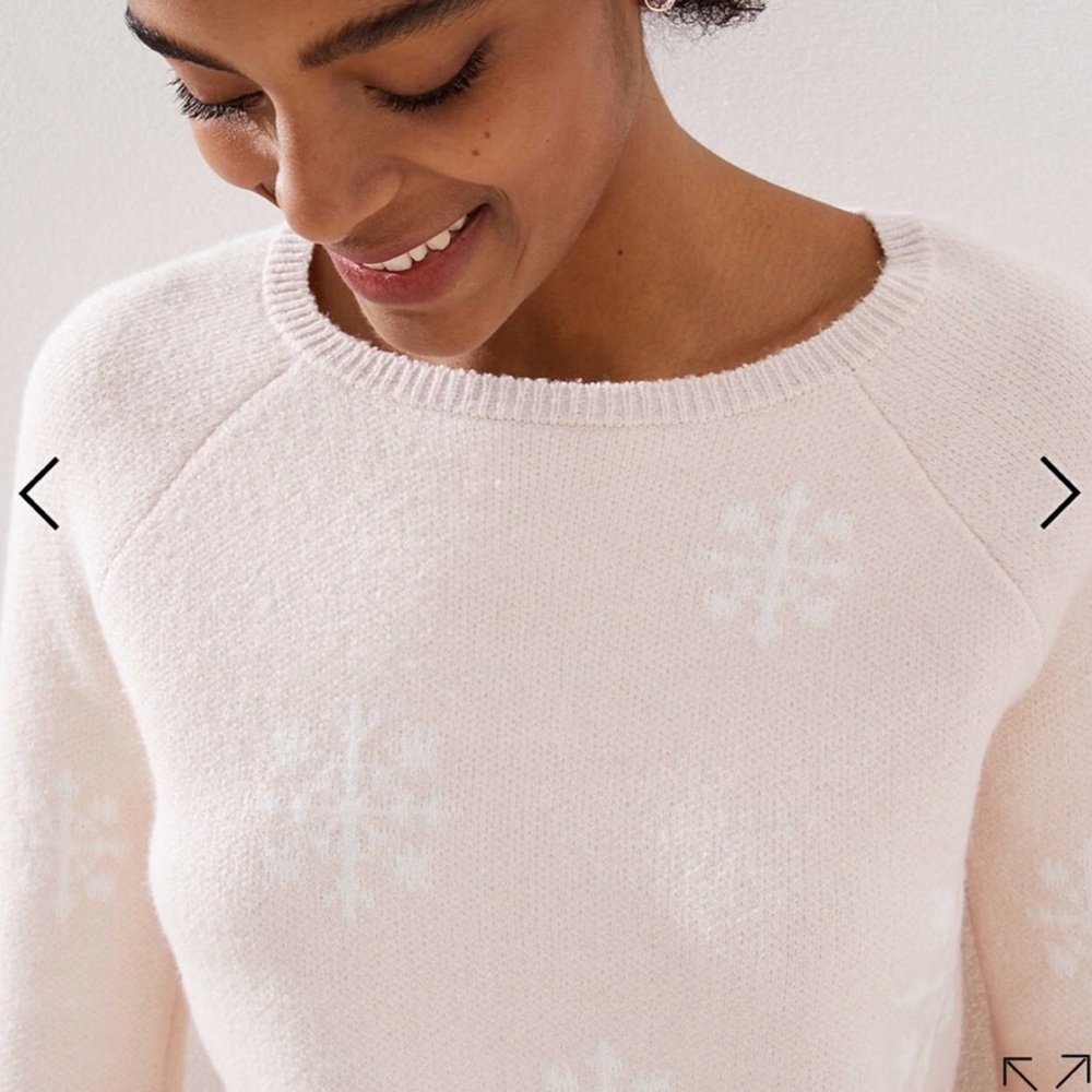 Loft snowflake baby pink sweater size medium